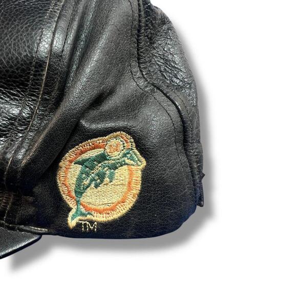 Vintage 90's FANS NFL Miami Dolphins  Leather Snapback Hat Korea - Picture 3 of 7
